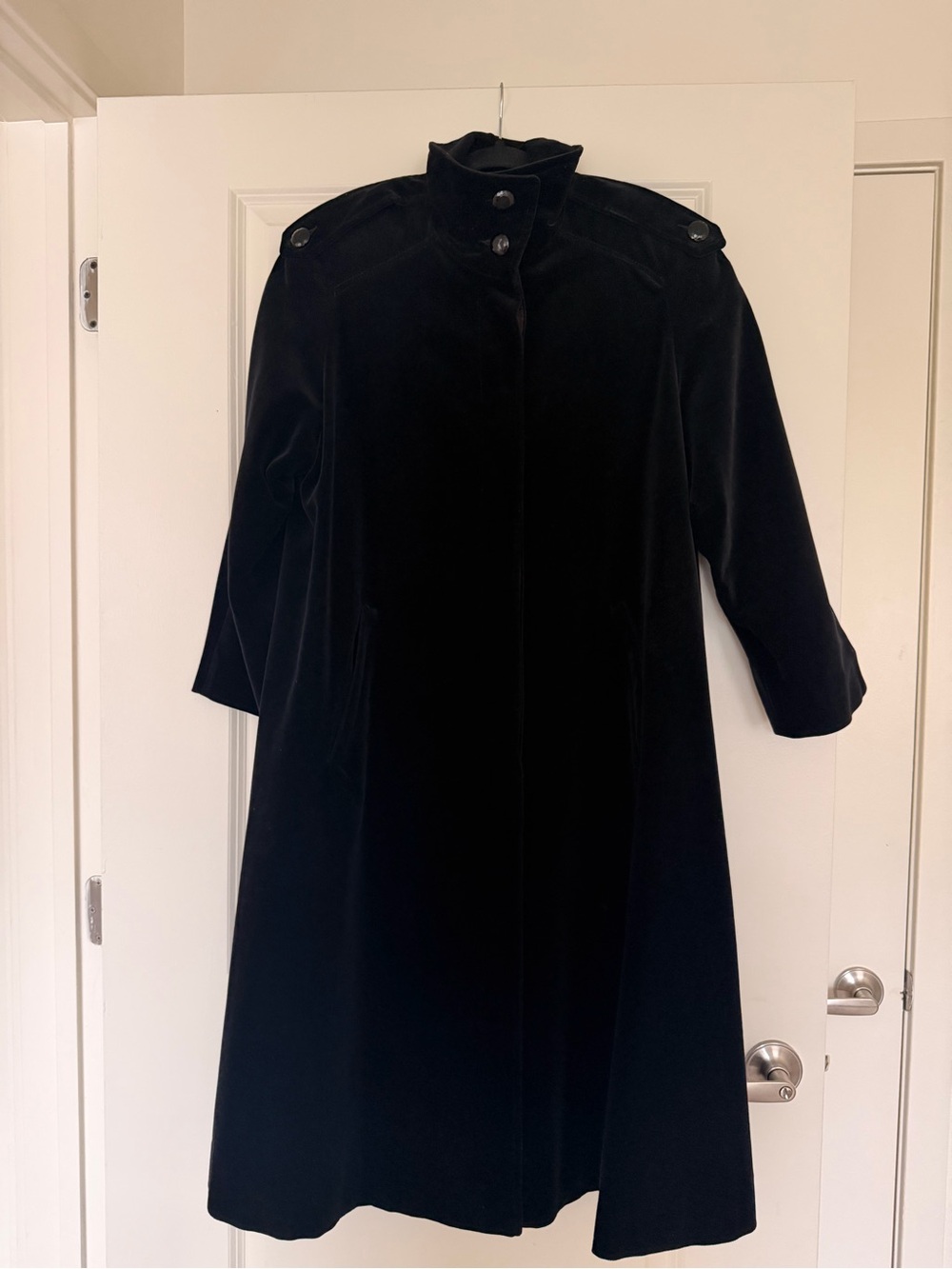 Apple Black Velvet Long-Sleeve A-Line Dress